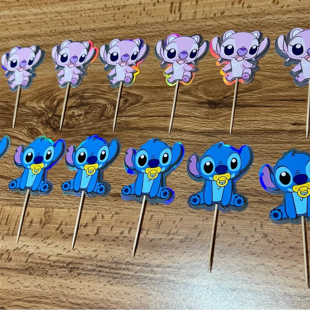 Stitch and angel babies Cupcake Toppers